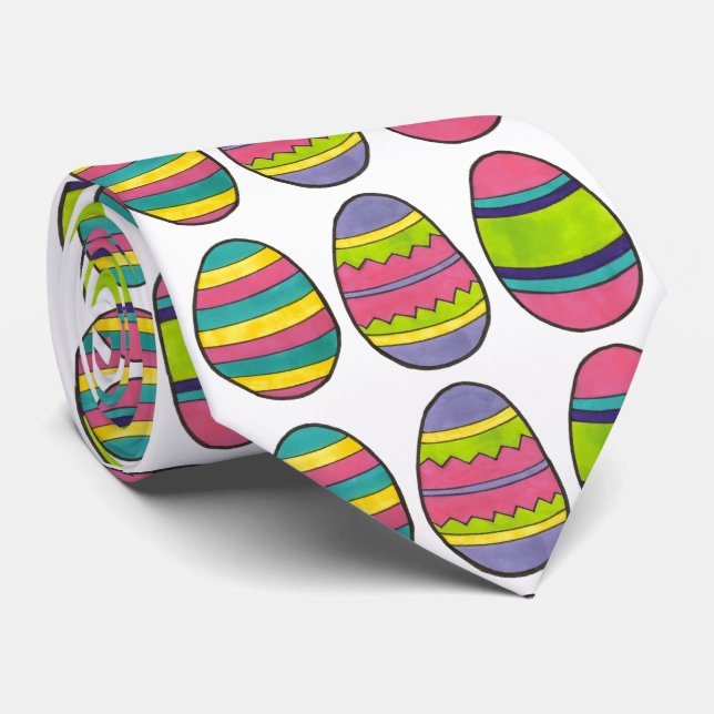 Colorful Painted Easter Egg Hunt Eggs Tie (Rolled)