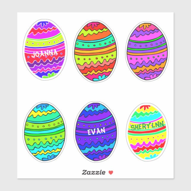Colorful Painted Easter Egg Shaped Stickers (Sheet)