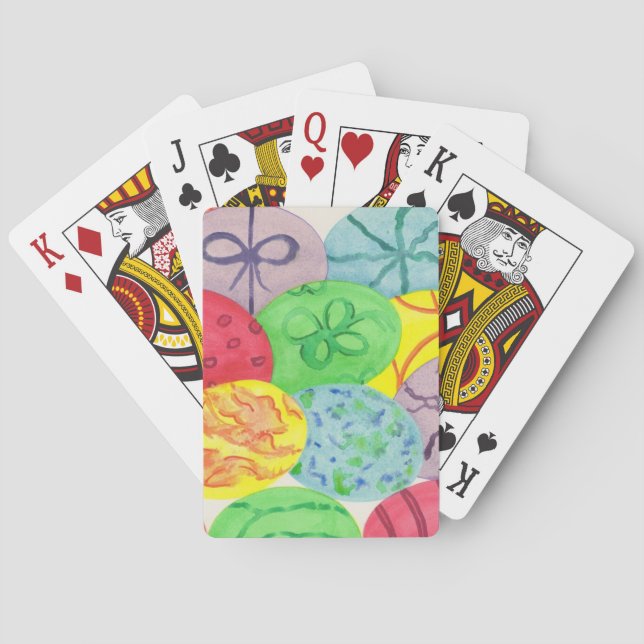 Colorful Painted Easter Eggs Playing Cards (Back)