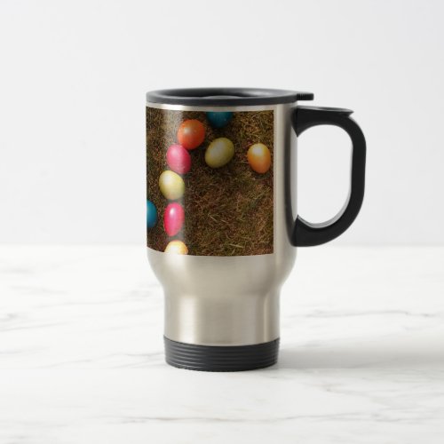 Colorful Painted Eggs in Garden Easter Egg Travel Mug