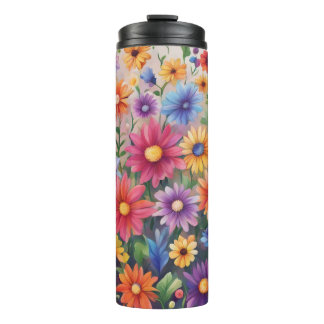 Colorful Painted Flowers - Thermal Tumbler