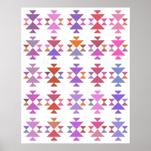 Colorful Painted Geometric Pattern in Purple Poster