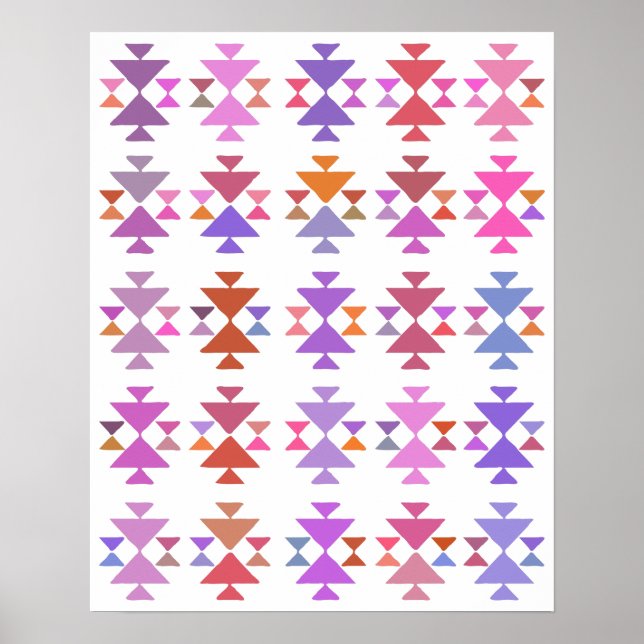 Colorful Painted Geometric Pattern in Purple Poster (Front)