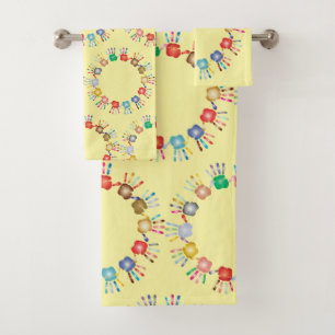 Colorful Painted Hands *Color Customizable* Bath Towel Set