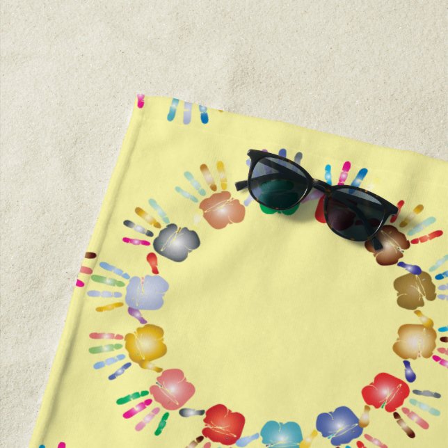 Colorful Painted Hands *Color Customizable* Beach Towel (In Situ)