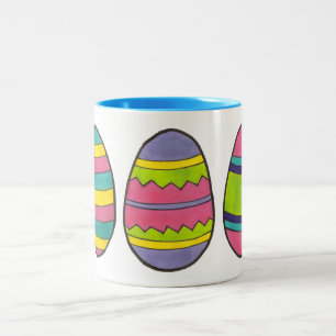 Colorful Painted Happy Easter Egg Hunt Eggs Two-Tone Coffee Mug