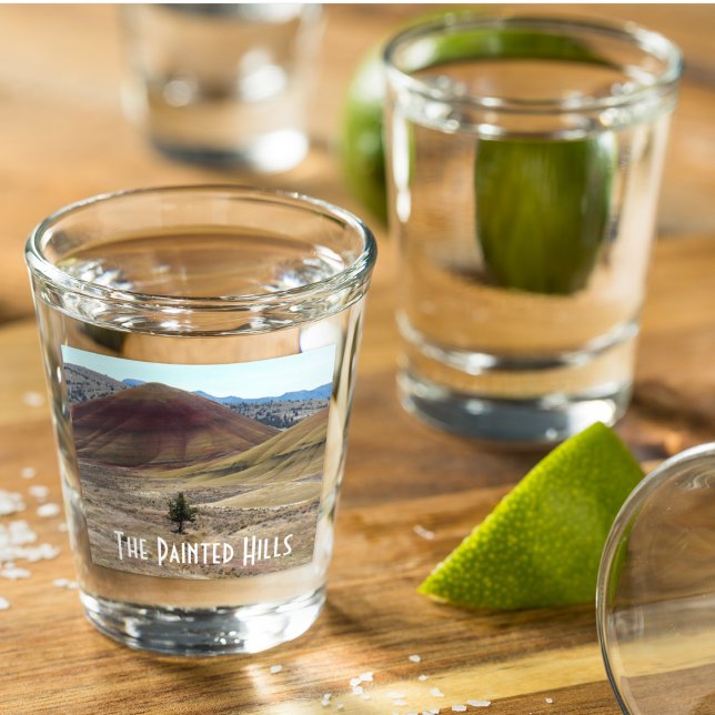 Colorful Painted Hills Landscape Shot Glass (In Situ)
