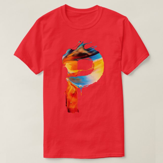 Colorful Painted Initial Letter P T-Shirt (Design Front)