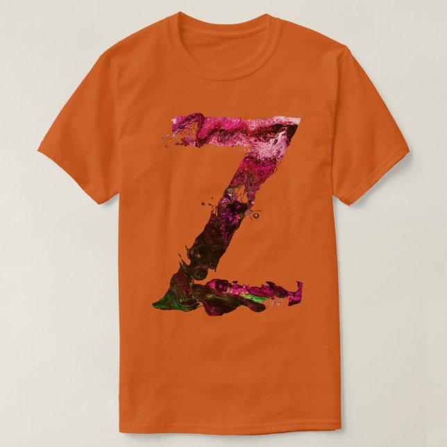 Colorful Painted Initial Letter Z T-Shirt (Design Front)