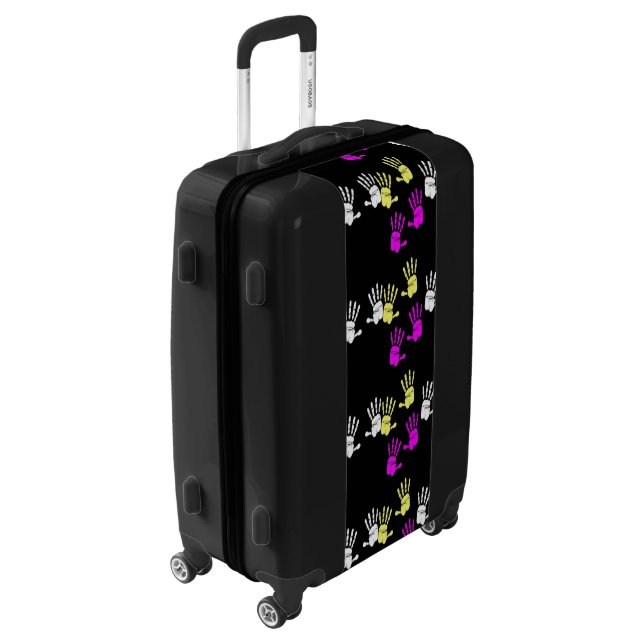 Colorful painted kids hands luggage (Rotated Left)