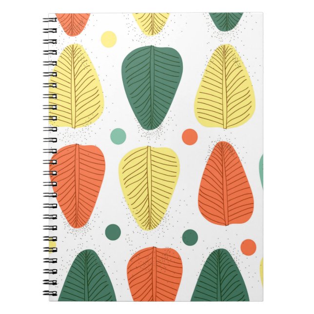 Colorful painted leaves, bright business backgroun notebook (Front)