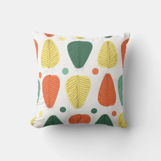 Colorful painted leaves, bright business backgroun throw pillow (Front)