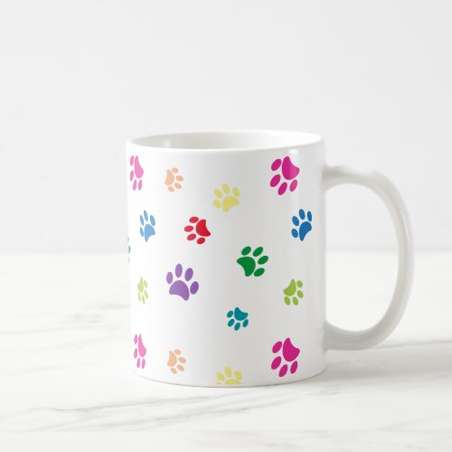 Colorful Painted Paw Prints Coffee Mug