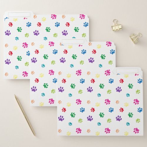 Colorful Painted Paw Prints File Folder