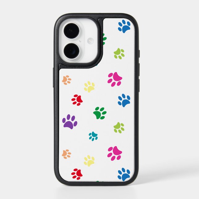 Colorful Painted Paw Prints Otterbox iPhone Case (Back)