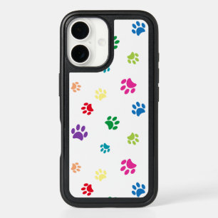 Colorful Painted Paw Prints iPhone 16 Case