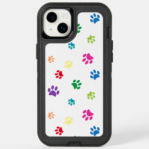 Colorful Painted Paw Prints OtterBox iPhone 14 Plus Case