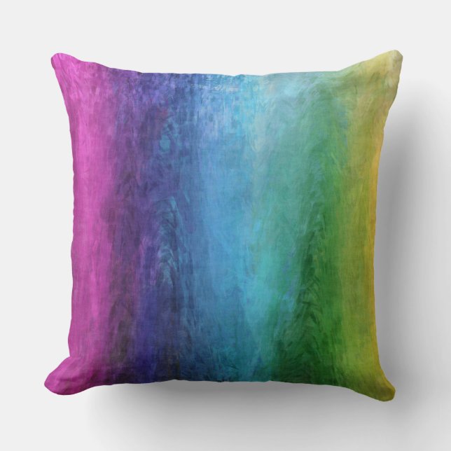 Colorful Painted Rainbow Throw Pillow (Front)