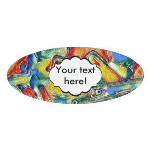 Colorful painted shapes name tag