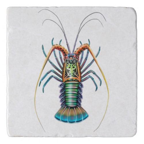 Colorful Painted Spiny Lobster Stone Trivet