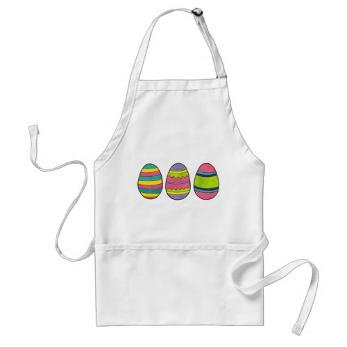 Colorful Painted Striped Happy Easter Egg Hunt Adult Apron