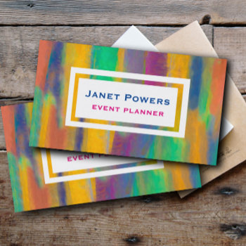 Colorful Painted Stripes Abstract Art Modern  Business Card by annpowellart at Zazzle