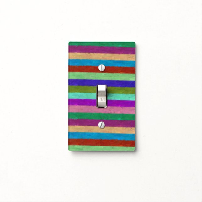 Colorful Painted Stripes Light Switch Cover (In Situ)