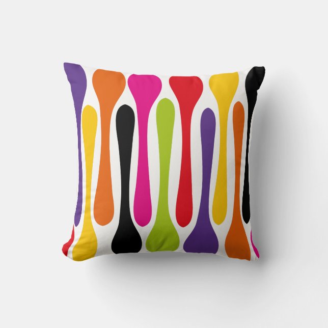 Colorful Painted Stripes Throw Pillow (Front)