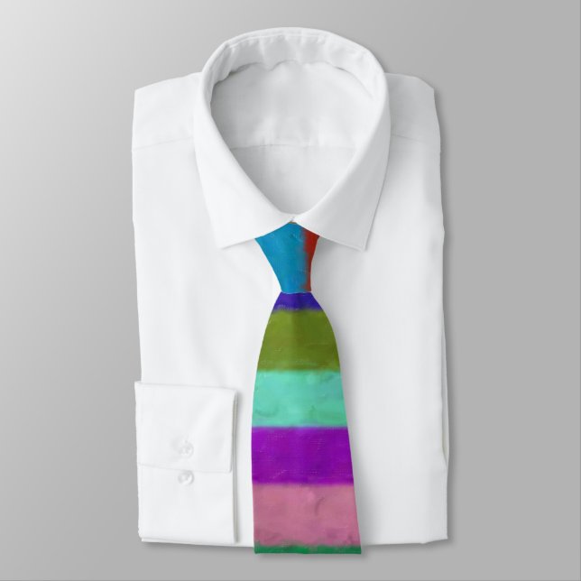 Colorful Painted Stripes Tie (Tied)