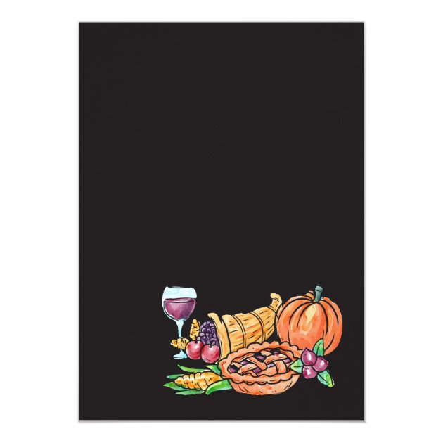Colorful Painted Thanksgiving Dinner Hand Drawn Card