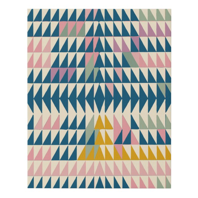 Colorful Painted Triangles Geometric Pattern Faux Canvas Print (Front)