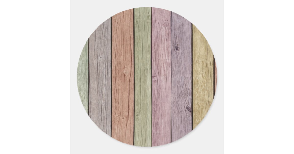 Colorful Painted Weathered Wood Classic Round Sticker | Zazzle