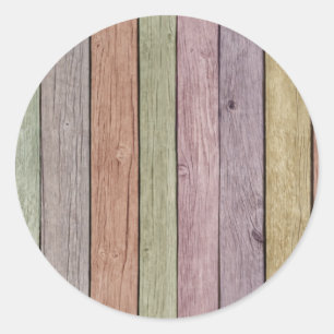 Colorful Painted Weathered Wood Classic Round Sticker