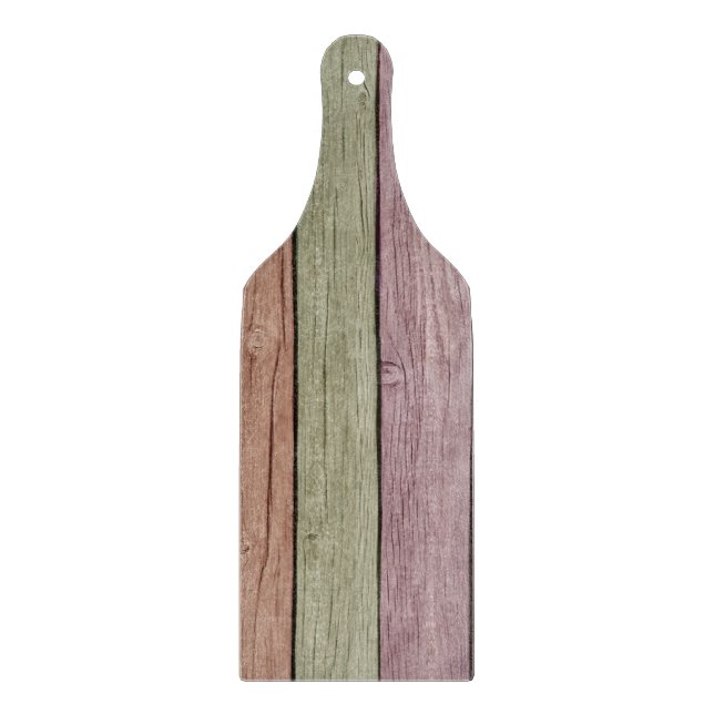 Colorful Painted Weathered Wood Cutting Board (Front)