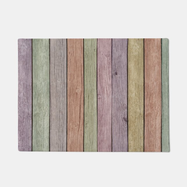 Colorful Painted Weathered Wood Doormat (Front)