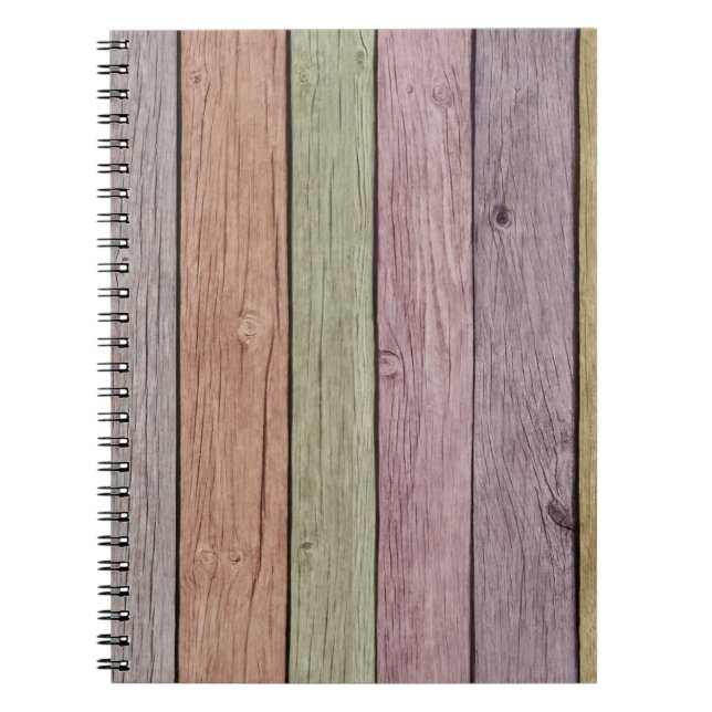 Colorful Painted Weathered Wood Notebook (Front)