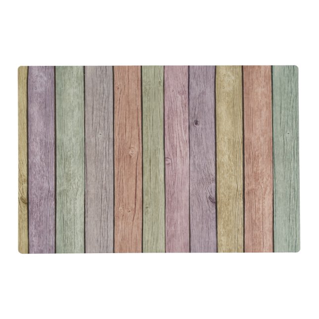 Colorful Painted Weathered Wood Placemat (Front)