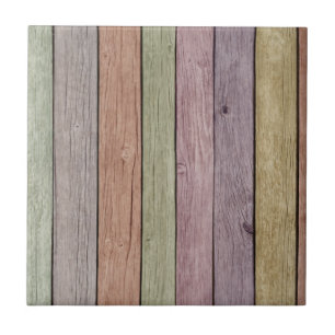 Colorful Painted Weathered Wood Tile
