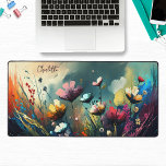 Colorful Painted Wildflowers Personalized Name Desk Mat<br><div class="desc">Colorful Modern Painted Wildflowers Personalized Name Desk Mat features a colorful painted wildflowers in pink,  orange,  blue,  red and white. Perfect gift for family and friends for birthday,  Christmas,  Mother's Day,  Grandparents,  brother,  sister,  wife,  partner,  best friends,  work colleagues and more. Designed by ©Evco Studio www.zazzle.com/store/evcostudio</div>