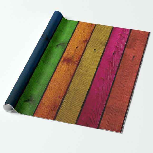 Colorful painted wood wrapping paper (Unrolled)