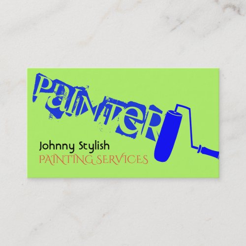 Colorful painter paint job services cover business card