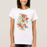 Colorful Painterly Wildflower Bouquet T-Shirt<br><div class="desc">Punch up your wardrobe with this happy t-shirt featuring a loose bouquet of wild flowers in retro brights like tomato red,  sherbet orange,  lime green,  bright aqua and serene blue violet and bring a little sunshine to your look.</div>
