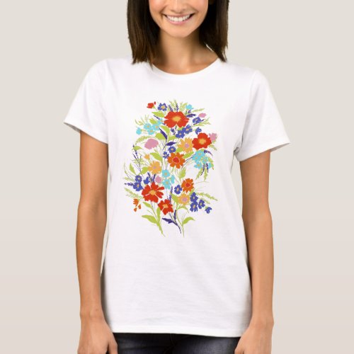 Colorful Painterly Wildflower Bouquet T_Shirt