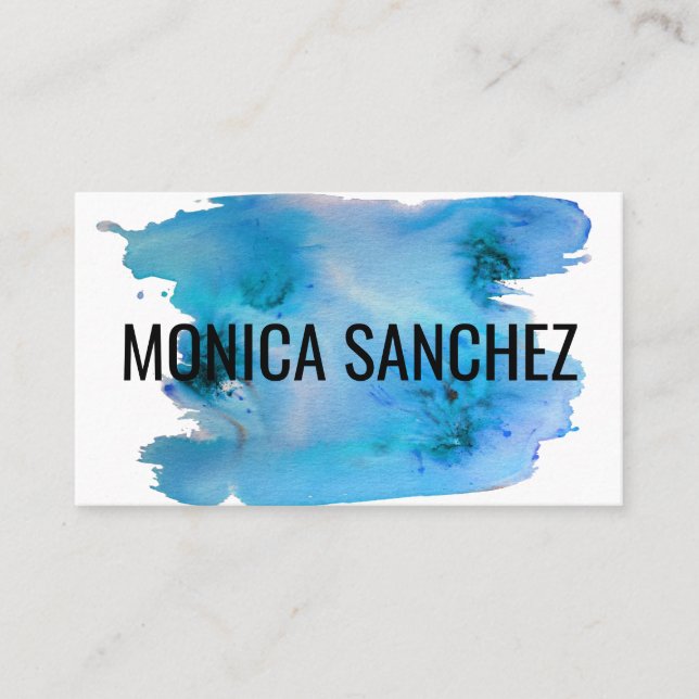 Colorful painting abstract business card blue (Front)