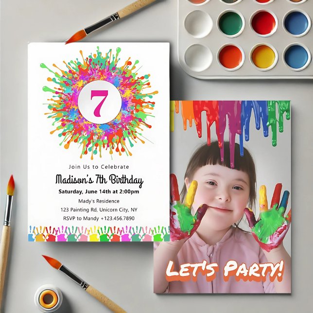 Colorful Painting Birthday Party Invitation (Creator Uploaded)