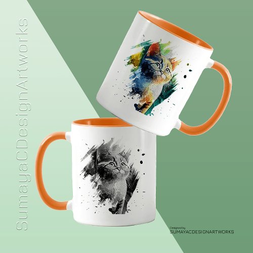 Colorful Painting Cat Mug customizable