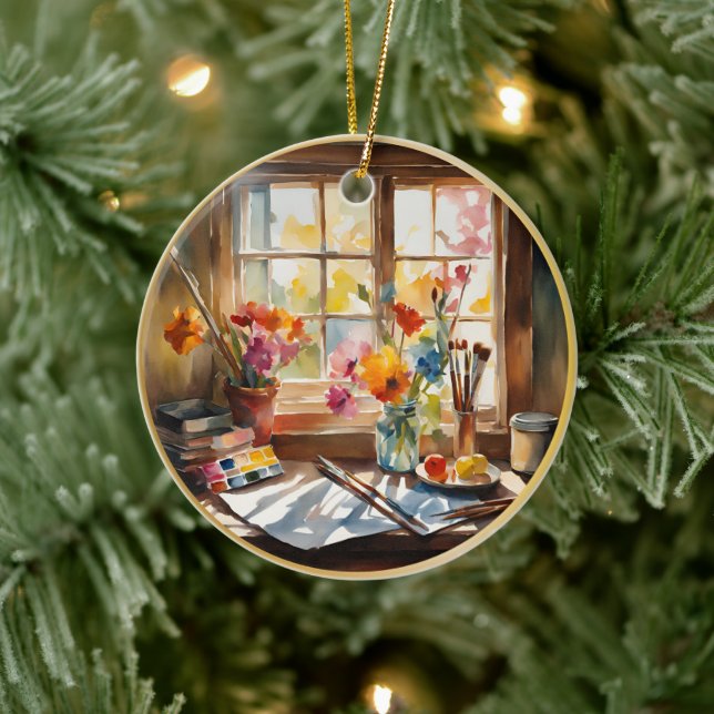 Colorful Painting  Ceramic Ornament (Tree)