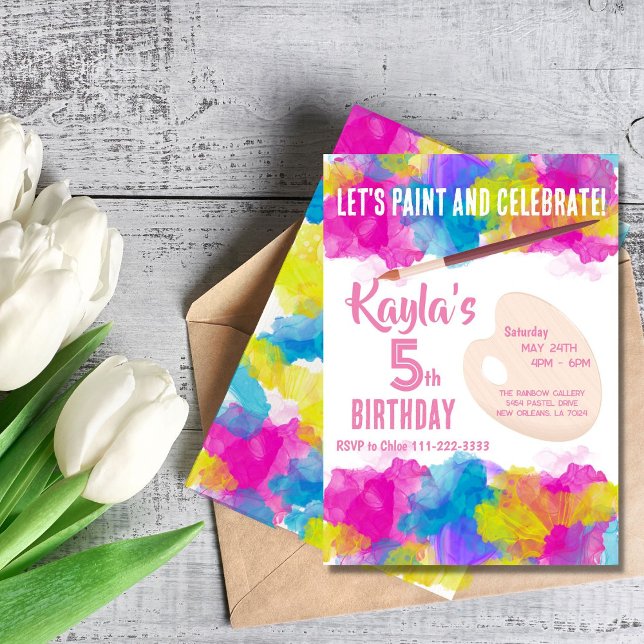 Colorful Painting Girl Birthday Party Invitation (Creator Uploaded)