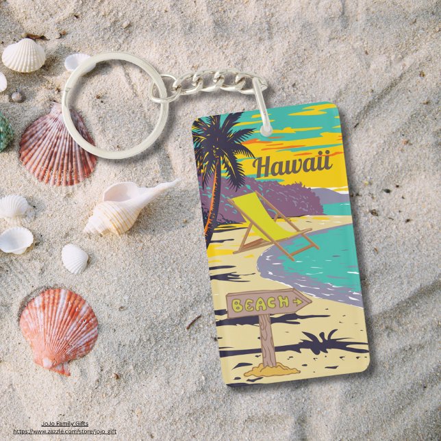Colorful painting Hawaii beach vacation summer Keychain (Creator Uploaded)