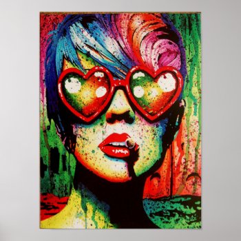 Colorful Painting Heart Sunglasses Poster by BizzleApparel at Zazzle